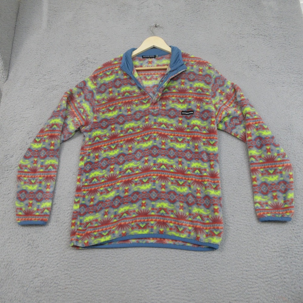Southern Marsh Fleece Pullover Mens S Gray‎ Aztec Southwestern Snap Neck Outdoor